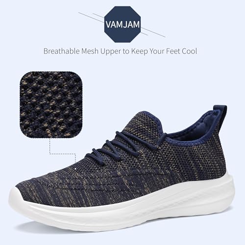 Image of VAMJAM Men's Running Shoes Slip On Walking Shoes Non Slip Lightweight Workout Breathable Gym Sneakers Fashion Mesh Sneakers