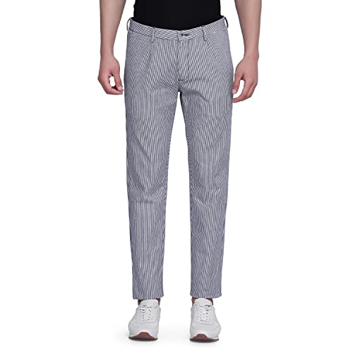 Image of blackberrys Stripes Cotton Stretch Slim Men's Trousers