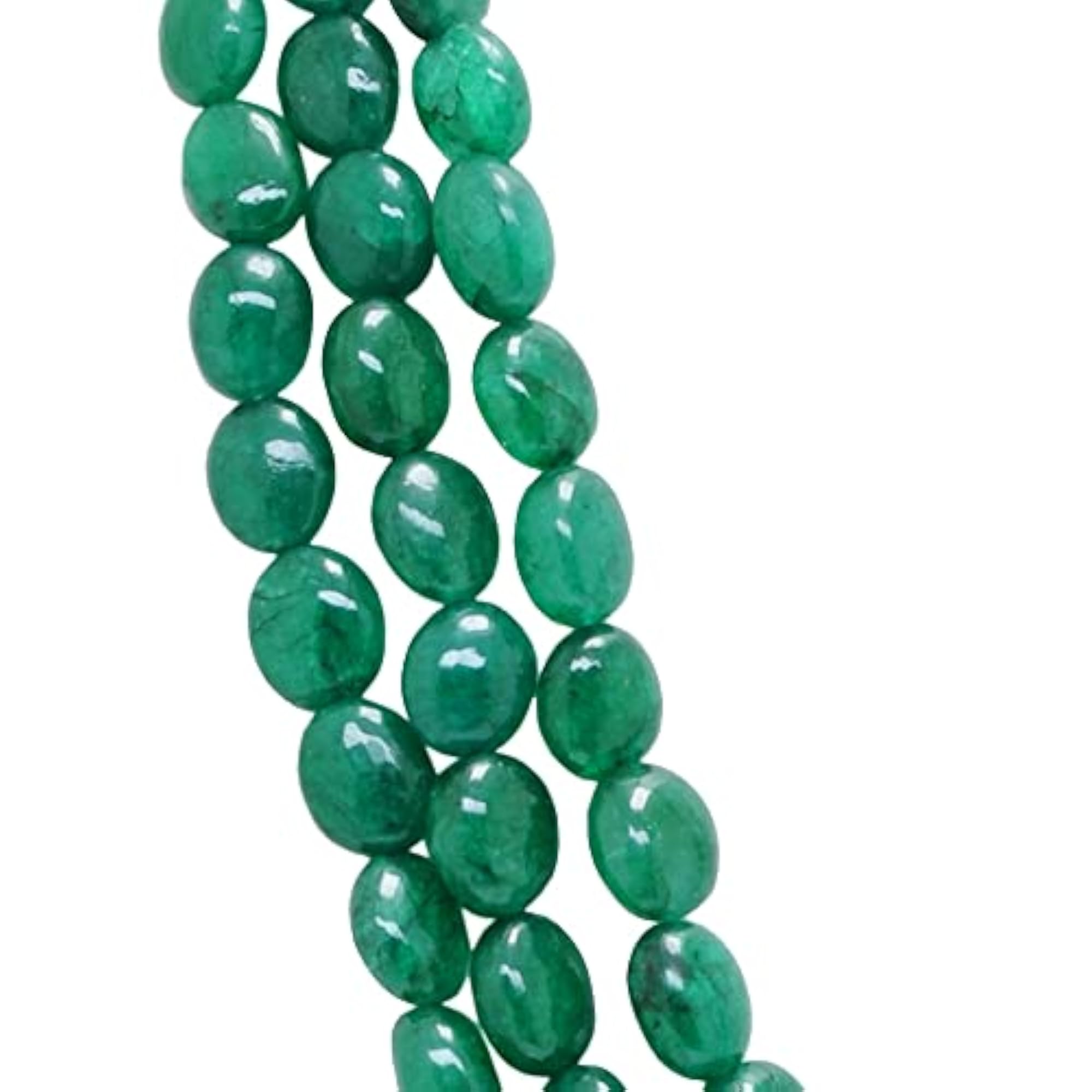 Emerald Gemstone 3 Rows Necklace for Women