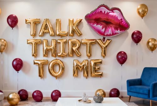 Talk 30 to Me Balloons 30th Birthday Banner Funny Talk Thirty to Me Foil Balloons Gold Banner 30 Years Old Anniversary for Women Her Dirty 30th Birthday Party