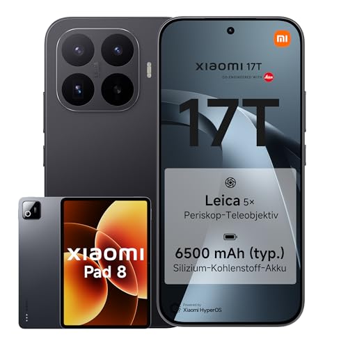 XIAOMI 17T 12+512G Schwarz Bundle Pad 8 8+128GB Grau