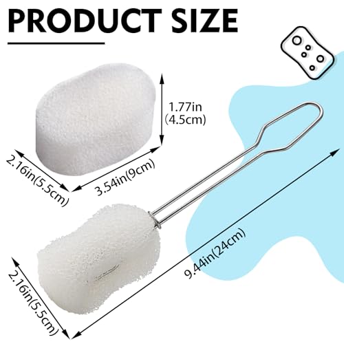 Image of Sponge Bottle Brush Set 8PCS Cup Cleaning Brush with Replaceable Sponge Stainless Steel Long Handle Bottle Scrubber Brush Baby Bottle Brushes (4 Brushes+4 Replacement Sponges + 4 Hooks)