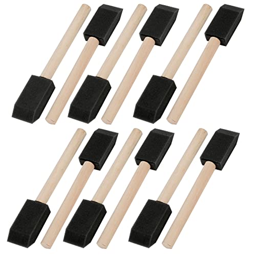 Image of Mister Rui 1 Inch Foam Paint Brushes, 12 Pack - High Density Poly Sponge Brushes for Painting, Mod Podge, Decoupage, Crafts & Cleaning