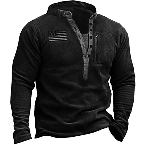 HARGLESMAN Mens Fleece Sweatshirts American Flag Patriotic Tactical Pullover