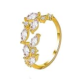 bdfil 2016 Vergoldet mit feinem Gold Ring Gold Blume Zirkonia Größe verstellbar