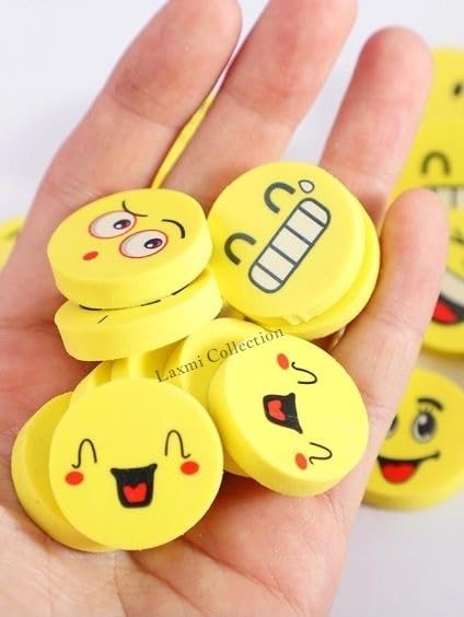 Laxmi Collection 10 Pcs Emoji Smiley Theme Erasers/Rubber Attractive Assorted Stationery Gift for School Boys Girls Pinata fillers Birthday Return Gifts in Bulk for Kids Multi-Color (Pack of 10) (B0CKQ3KC8D) Amazon Price History, Amazon Price Tracker