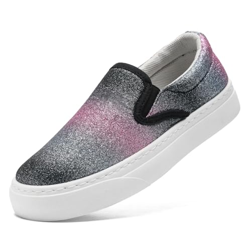 Toddler Sneakers for Girls Boys Low Top Slip On Kids Canvas Casual Shoes Comfortable Walking Sequins Glitter Shoes