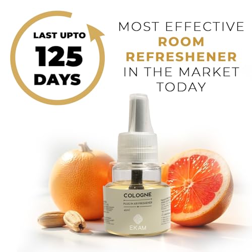 Image of EKAM | Combo Pack Of 3| Woody Fragrance Scented Plug-In liquid Air Freshener Refill | 45ml Each | Lasts up to 125 Days Each / 500 Hours Each | Perfect for Living Rooms, Bedrooms & More