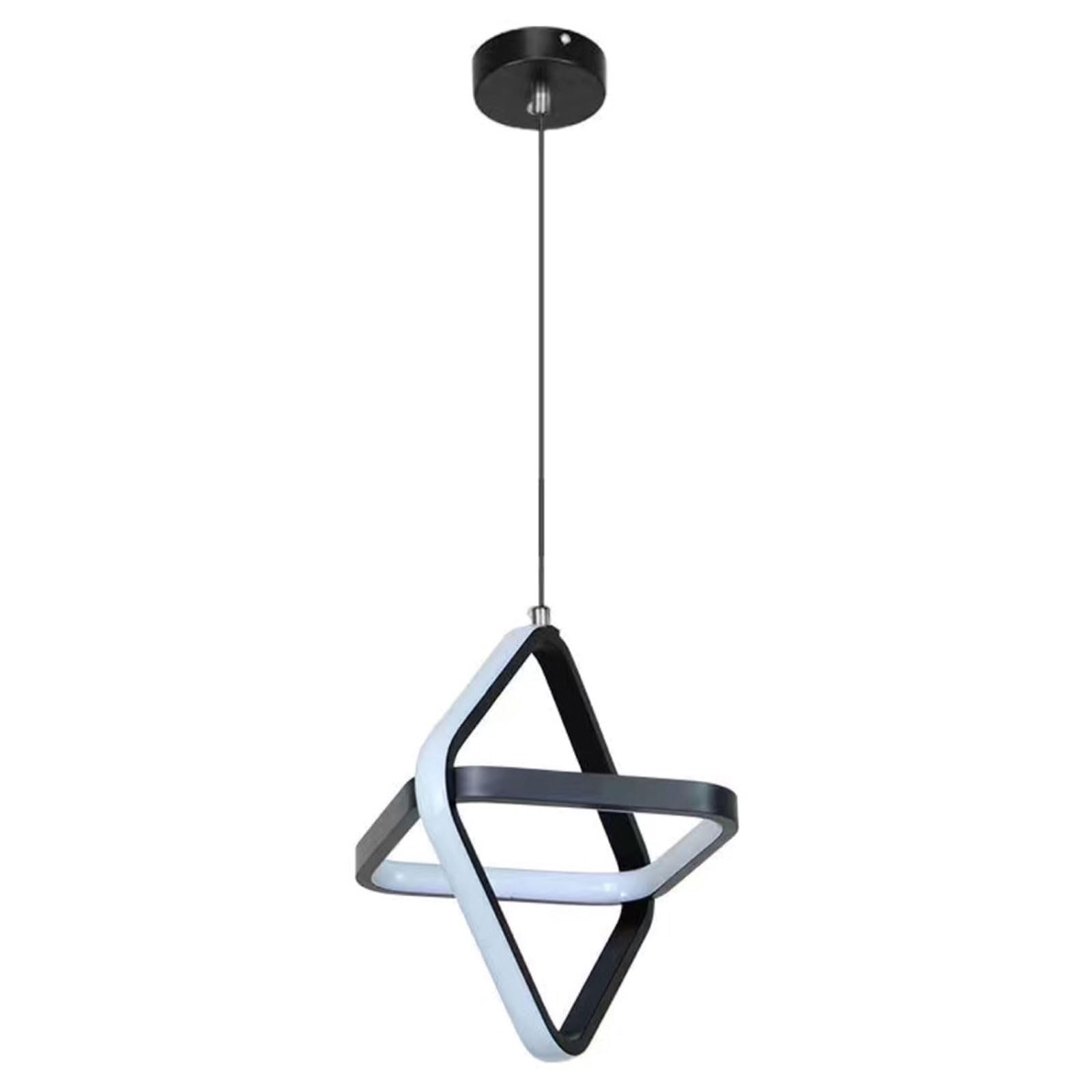 Rszcsmo Multicolor Led Tri-Color Silicone Bedside Pendant Light Modern Black Double-Circle Aluminum Multi-Style Balcony Hanging Lamp Dining Table, Clothing Store, Bar Counter Lighting Fixture