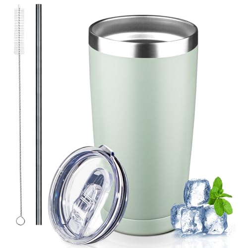 Comparison: Best Coffee Cup That Keeps Coffee Hot For Hours 10 20 oz Tumbler with Lids and Straws, Stainless Steel Insulated Coffee Tumbler, Double Wall Vacuum Insulated Travel Mug Cup, Leakproof Thermal Coffee Cup for Hot and Cold Drinks (green tea)