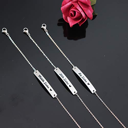 Sisters Bar Necklaces 3 Pieces Big Sis Middle Sis Little Sis Necklace Set Gift for Sisters4