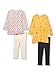 Amazon Essentials Girls' Long-Sleeve Outfit Set, Pack of 4, Gold/Ditsy Floral, X-Large
