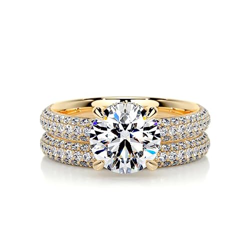 1 Carat Center Moissanite Engagement Ring Sets, S925 Sterling Silver Round Cut Bridal Rings Set for Women Her Wedding Anniversary Size 4-123