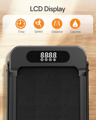 bigzzia Walking Pad Treadmill with Incline, Portable Treadmills Under Desk 8km/h, Running Machines for Home Small, with LED Display, Remote Control, 130kg Capacity, No Assembly - Image 3