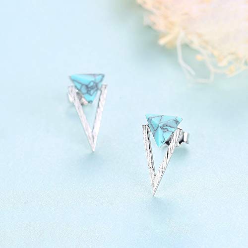 Pendientes de Plata 925 Cepillada y Turquesa Natural Joyería Fina 3