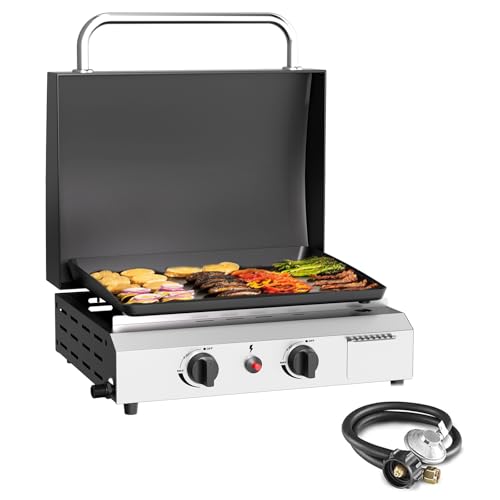SKOK 2 Burner Gas Griddle Hood- 17 Inch Outdoor Propane