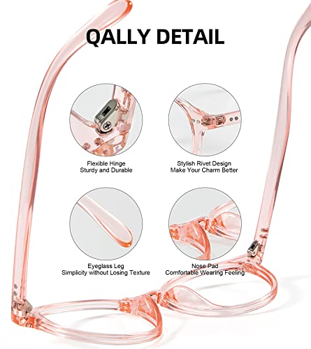 Image of Womens Round Blue Light Blocking Glasses Anti Eye Strain Glasses Clear Lens Computer Eyeglasses with Filter UV Light