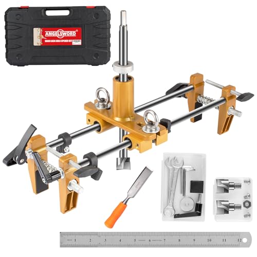 ANGELSWORD Door Lock Installation Kit, Door Lock Hole Opener Kit, Lock Mortiser for Wooden Doors, Mortise Jig with 3 Drill Bits