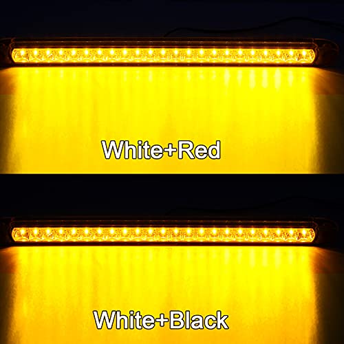 Image of Partsam 2Pcs Amber Yellow 17 inch Inch 23 LED Trailer Turn Signal Parking Front Clearance Marker ID Identification Light Bars Waterproof 12V Sealed for Trailer Truck RV Camper Pickups