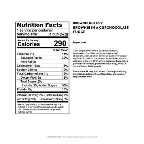 Kodiak Cakes Chocolate Fudge Brownie in a Cup, 2.36 Ounce (Pack of 12) (Packaging May Vary)