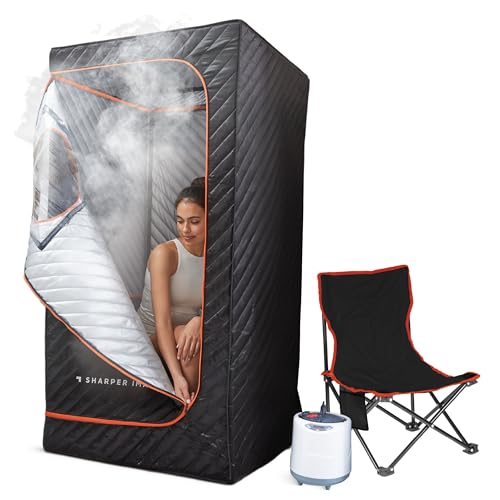 Sharper Image Steamer Portable Sauna Spa, 65.7” x 33.3”, Home Sauna Tent with Steam Generator & Folding Chair for Relaxation, Circulation & Recovery, Lightweight for Indoor Use, Wellness Gift