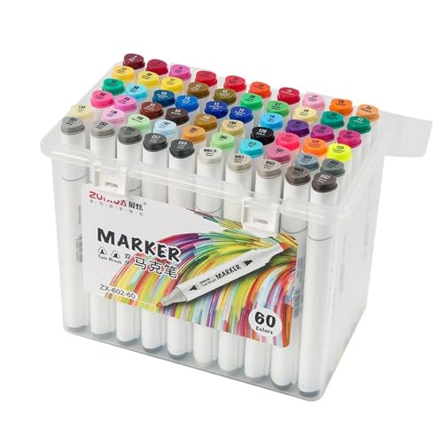 Image of Chrome 60 Colors Twin Head Art Markers for Manga and Impression Sketch (Set of 60)