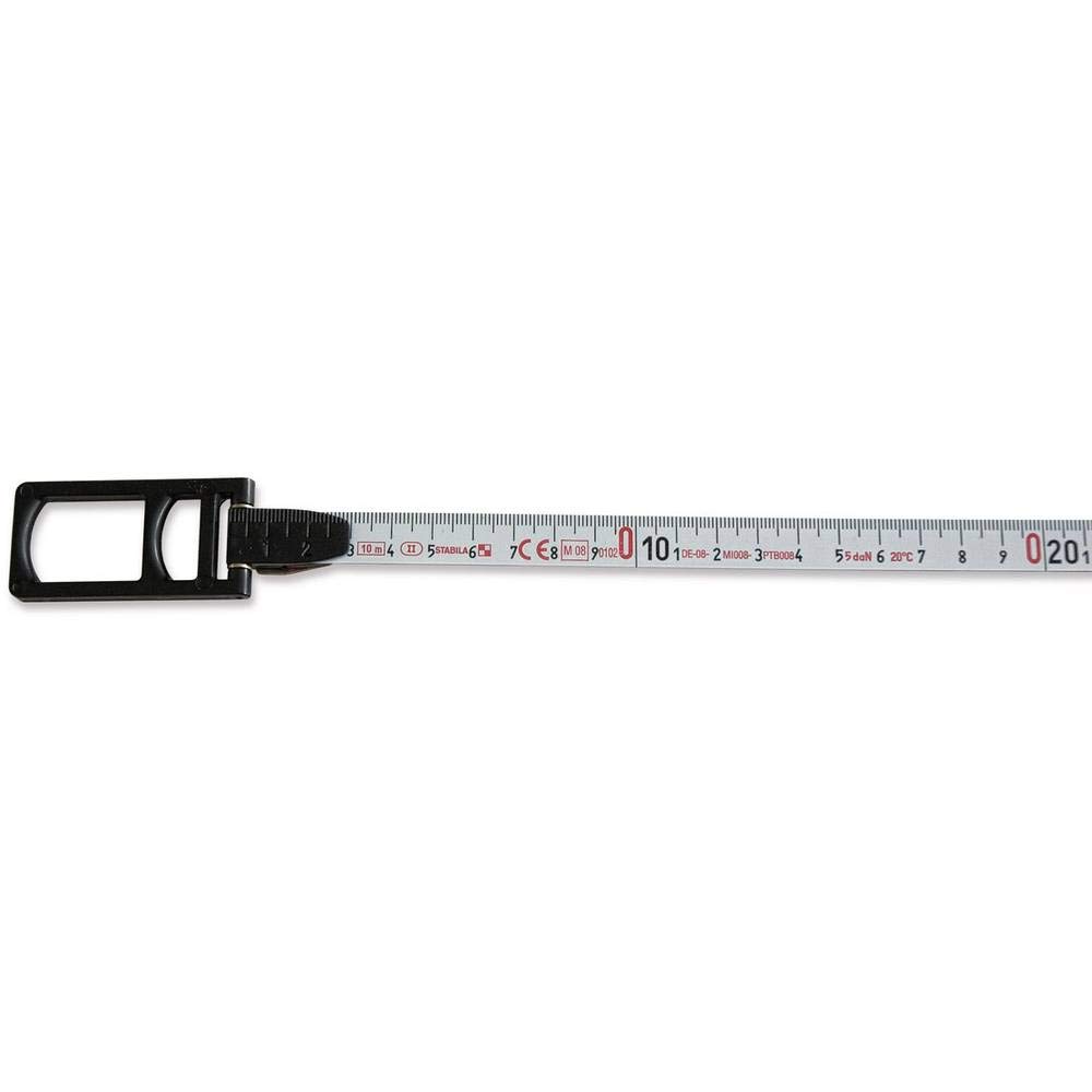 Stabila 17222 Bandmaß BM 50 W, 30 m, weißlackiertes Stahl-Messband, mit Universalhaken, Gelb, 30 m, Stahlband