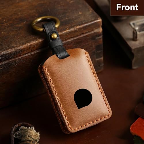Aoocar Leather Key Fob Cover, Compatible with Volvo XC90, XC60, XC40, S60, S90, V90, Compatible with Polestar 1/2/3 etc, No Screw Design Key Holder Protector, Brown by Aoocar - Image 2