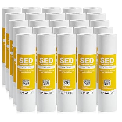 Max Water 5 Micron 10 x 2.5 PP Sediment Water Filter Cartridge for Standard 10-Inch RO and Well Water Filter Systems, Whole House Replacement Compatible with P5, AP110, WHKF-GD05, 155014-43, 25- Pack