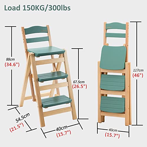Taburete de bar plegable multifuncional de 3 escalones de madera maciza 8