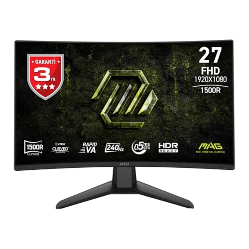 MSI 27 MAG 274CF X24, Gaming Monitör, FHD, 16:9, Curve 1500R, Rapid VA, 240Hz, 0.5ms, FreeSync Premium