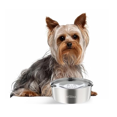 Water Bowl for Dogs Without Drooling,1 Litre No Spill Drinking Bowl, Leak proof Water Bowl with Stainless Steel Floating Cover for Pets