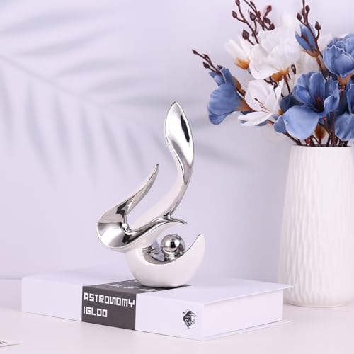 Adorno moderno de cerámica para mesa comedor blanco plateado miniatura 7