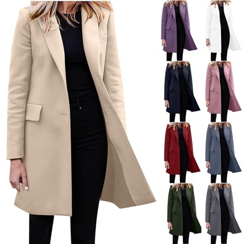 Damen Jacken Übergangsjacken Woll-Mantel Winter Elegant Schwarz...