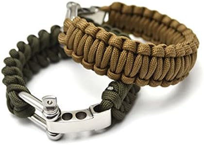 ghd The Groups of 9.05 inch Outdoor Can be adjustment replacement pure Handmade Survival Bracelet,Green and Brown