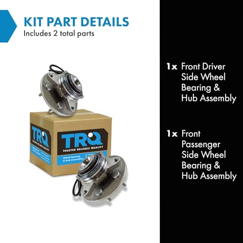 Image of TRQ Front Left and Right Wheel Bearing and Hub Assembly Set 2 Piece Compatible with 2005 Ford F-150 4WD from 11 /29 /04 Production 6 Lug Wheels 06-07 F-150 4WD 08 F-150 AWD 06-08 Lincoln Mark LT 4WD