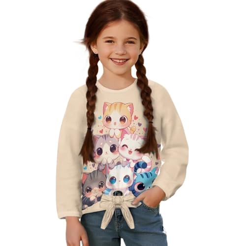 Kids Casual Long Sleeves for Girls T Shirt Crewneck Pullover Tops Size 5-12 Years