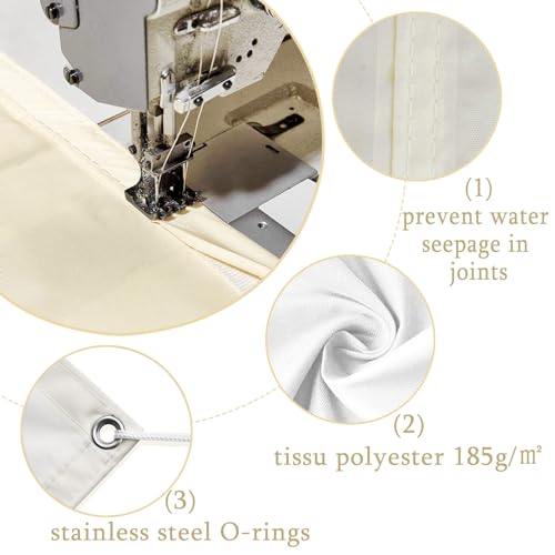 Voile d'ombrage rectangulaire 2.8x6.5m en tissu PES blanc pour jardin - 5
