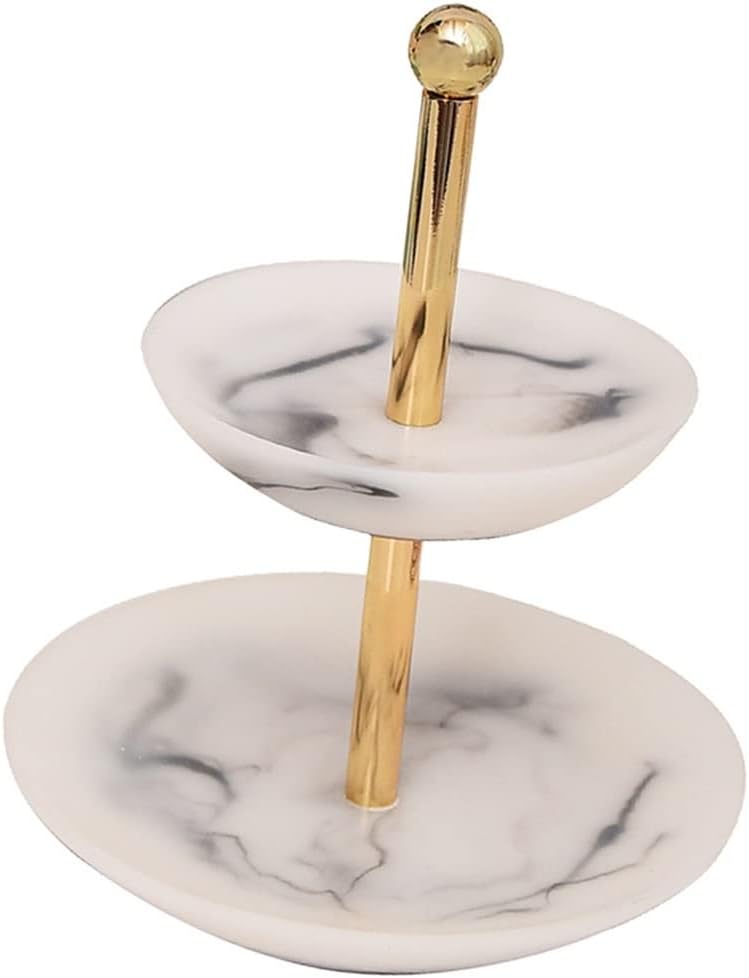 Marbling Resin Retro Nordic Jewelry Organizer Rack Display Earring Stand Vintage Counter Jewelry Packages (Color : A, Size : 17*13cm)