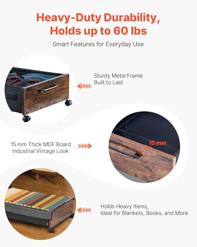 Image of VEVOR Under Bed Storage with Wheels, 36.0 x 18.1 x 7.3 inch, Underbed Containers with Clear Lid, Underbed Shoe Organizer, Rolling Under the Bed Storage Bins for Clothes Shoes Blankets Bedroom, 2 Pack