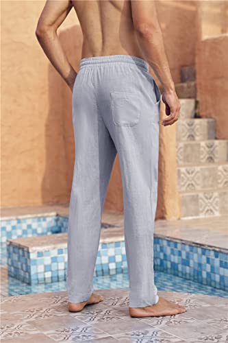 Karlywindow Mens Linen Pants Casual Loose Lightweight Drawstring Elastic Waist Summer Yoga Beach Trousers4