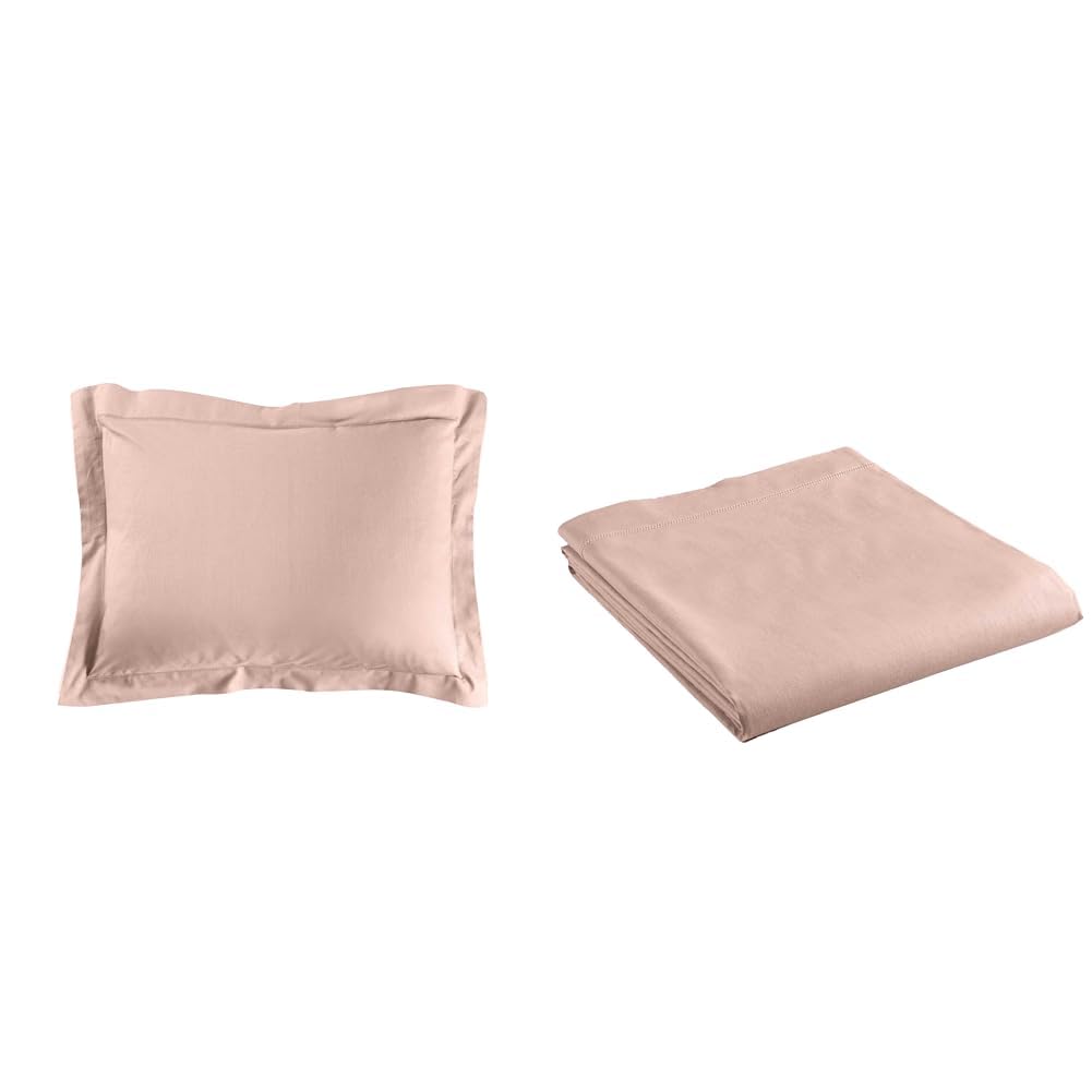 Taie d'oreiller 50x70 avec drap plat rose en coton pour une chambre parentale romantique