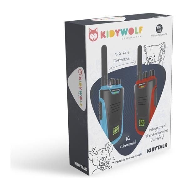 KIDYWOLF Walkie-Talkies mit Taschenlampe blau/rot