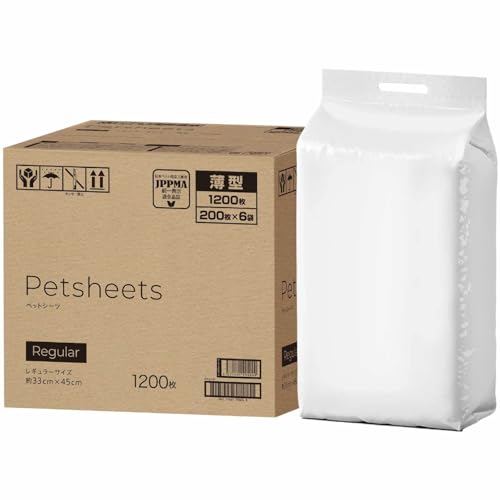 newfine ニューファイン ペットシーツ うす型 薄型 1回使い切りタイプ レギュラー 1200枚入り（200枚入り×6） (レギュラー)