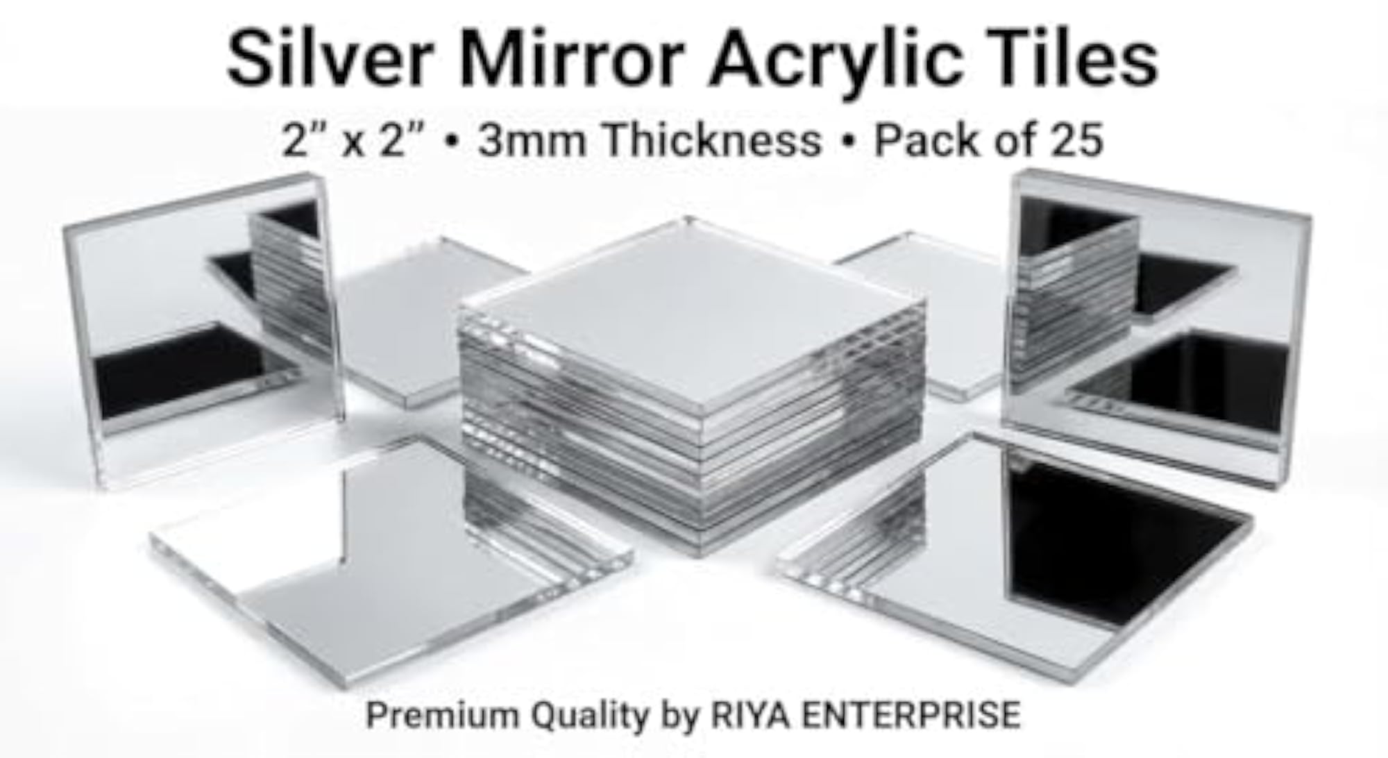 Silver Mirror Acrylic Sheets for Craft Making, 2" x 2"