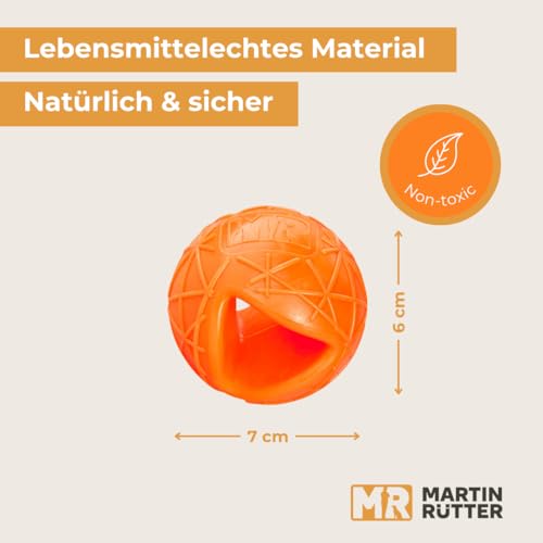 Martin Rütter Hundeball „Moby“ Blau – Hundespielzeug aus 100% Naturmaterial, springt unvorhersehbar und fördert Spiel, Bewegung & Auslastung