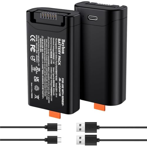 Bayhon 5000mAh 7.4V 37Wh Rechargeable Lithium-ion Spare Battery Compatible with PartyBox Club 120 Perfect Replacement for Battery 200-(2 Pack)
