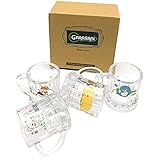 GARASANI With a Handle Soju Shot Glasses Set 1.7 oz, Korean Soju, Whiskey, Tequila, Vodka, Espressos, Desserts, Party Decorations, Clear Glass, Set of 4 (Handle Shot Glass)