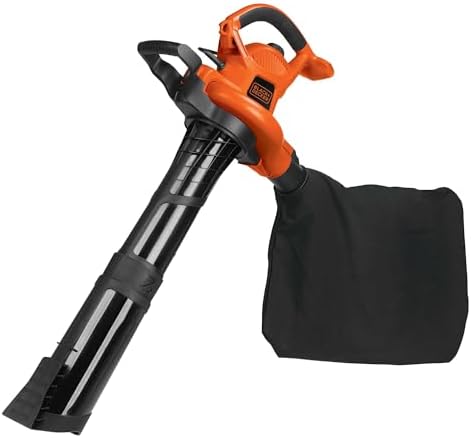 BLACK+DECKER Leaf Blower, Vacuum and Leaf Mulcher 3-in-1, Electric Blowers for lawn Care, 12 Amp, 250 MPH, 400 CFM (BV6000)