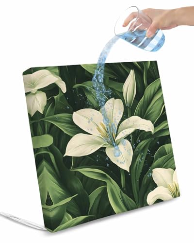 2 Pack Lily Flower Waterproof Cushion Covers with Ties, Outdoor Patio Chaise Lounge Chair Seat Cushion Slip Covers Replacement(Only Cover) Vintage Summer Nature Blossom Florals Green 22